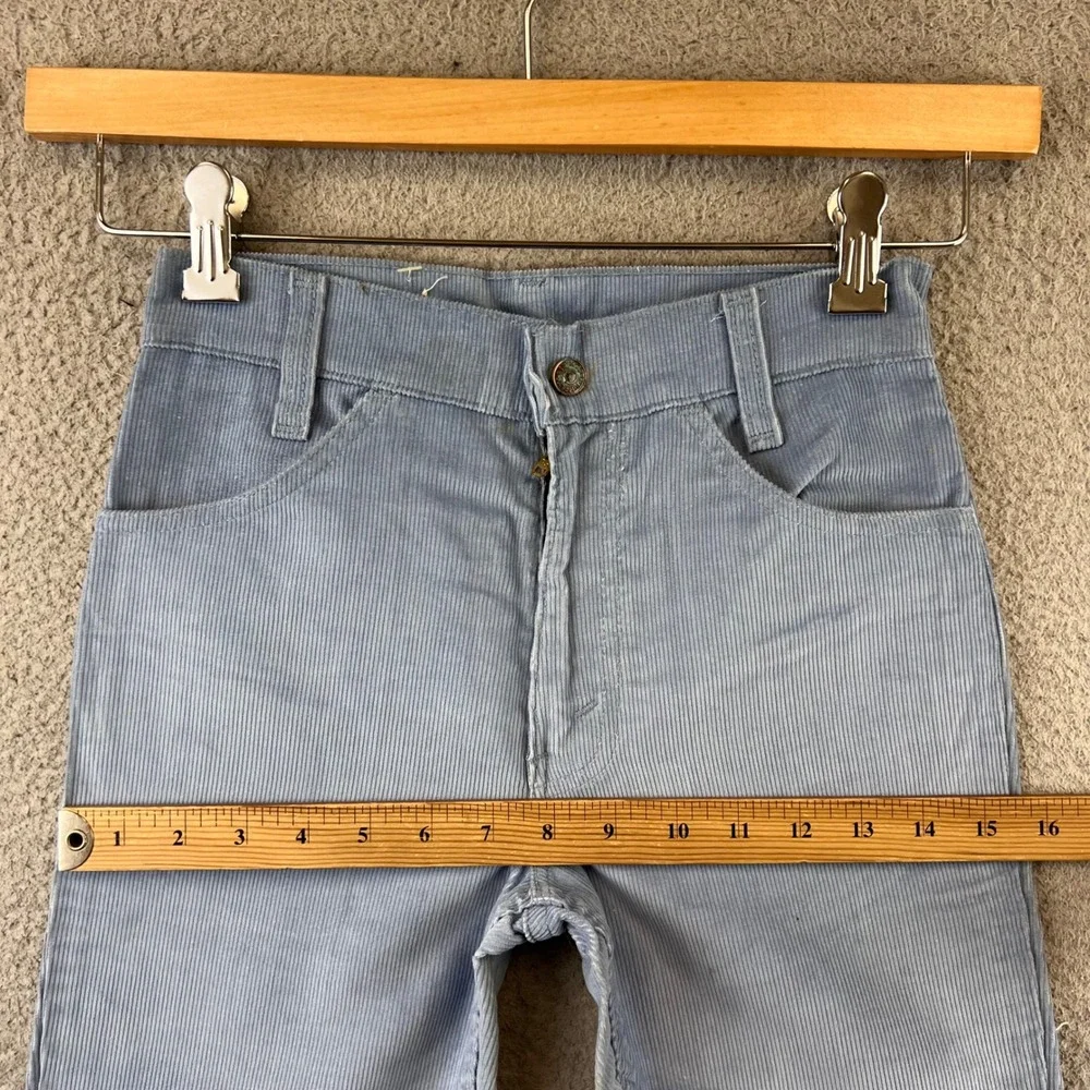 New Vintage 70s Levi's Kids Girls‎ Blue Corduroy Bell Bottom Jeans Size 11